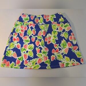 Barbara Erickson Strawberry Print Blue Skort Size 6